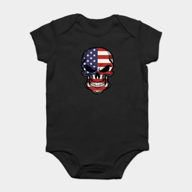 FLAG OF THE USA ON SKULL EMBLEM Baby Bodysuit by VERXION